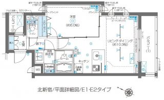 水商売賃貸　ZOOM北新宿　1LDK　間取り図