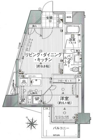 水商売賃貸　ラグジュアリーレジデンス新宿　1LDK　間取り図