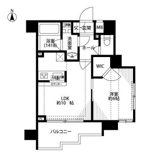 水商売賃貸　プレール・ドゥーク新宿下落合　間取り図　1LSK