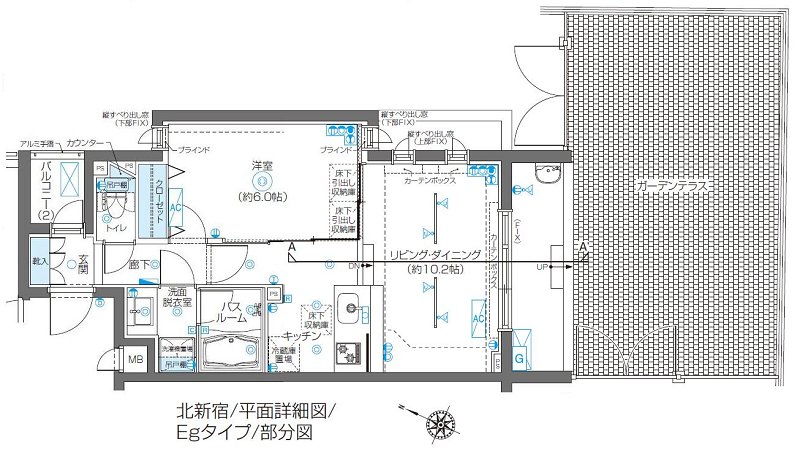 水商売賃貸　ズーム北新宿　1階　庭付き　間取り図