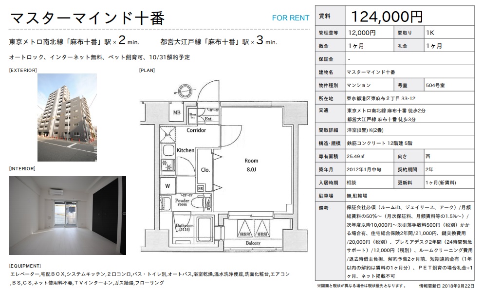 水商売賃貸　マスターマインド十番　募集図面