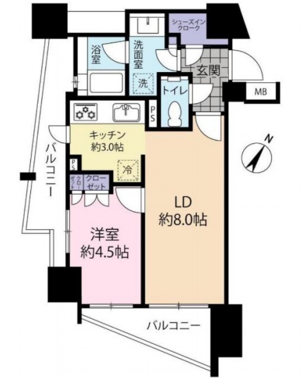 水商売賃貸　ライオンズ麻布十番スペリア　1ＬＤＫ　間取り図