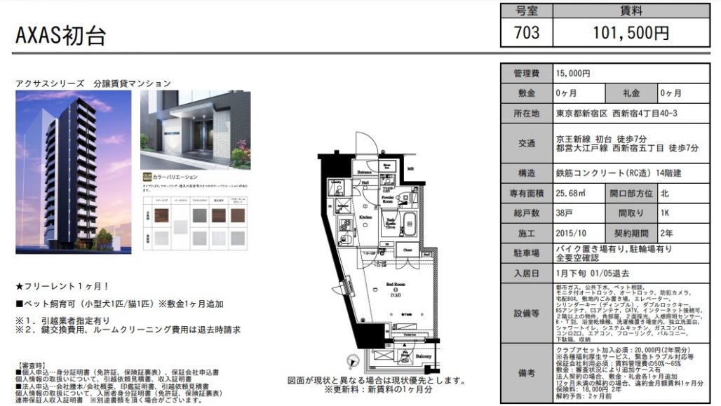 水商売賃貸　アクサス初台　募集図面